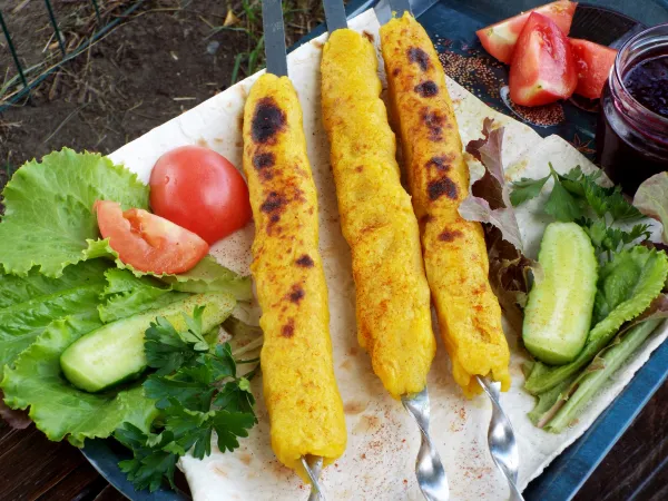 Фото блюда: Люля-кебаб из картофеля на мангале