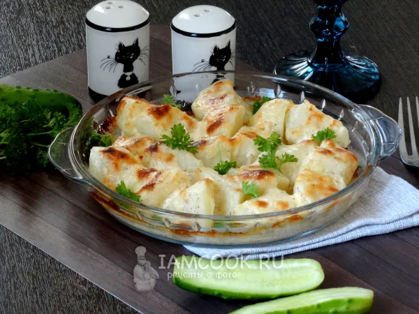 Фото блюда: Отварная картошка, запеченная с сыром в духовке