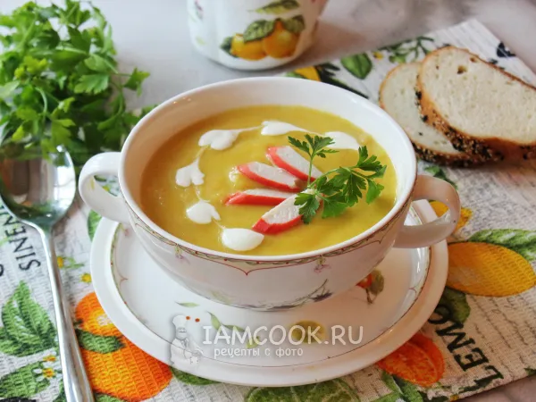 Фото блюда: Крем-суп с крабовыми палочками