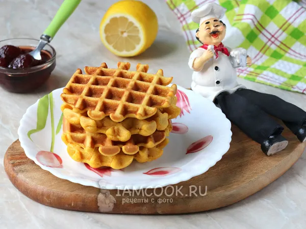 Фото блюда: Вафли из кукурузной муки в вафельнице