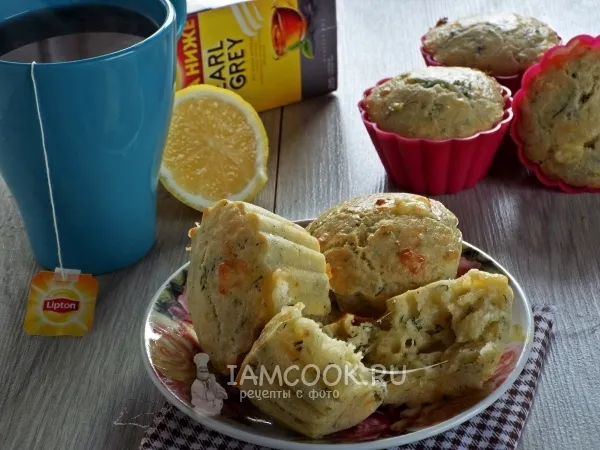 Фото блюда: Закусочные маффины с сыром и укропом
