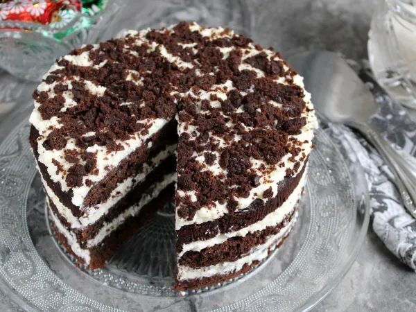 Фото блюда: Шоколадный торт с кремом чиз