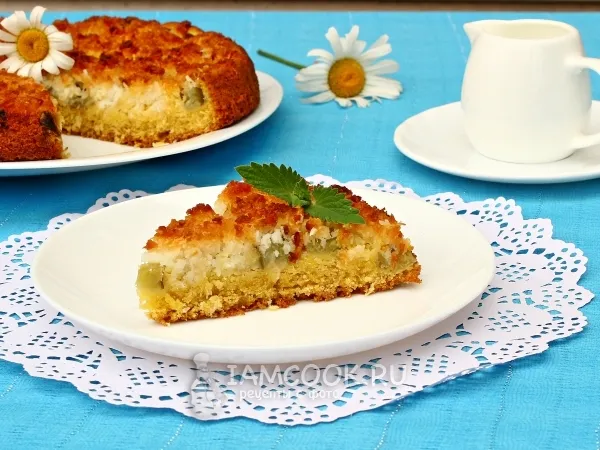 Фото блюда: Пирог с ревенем и кокосовой стружкой