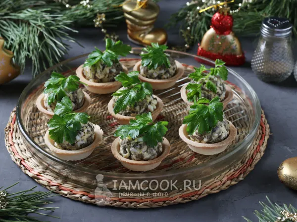 Фото блюда: Тарталетки с курицей, грибами и яйцом