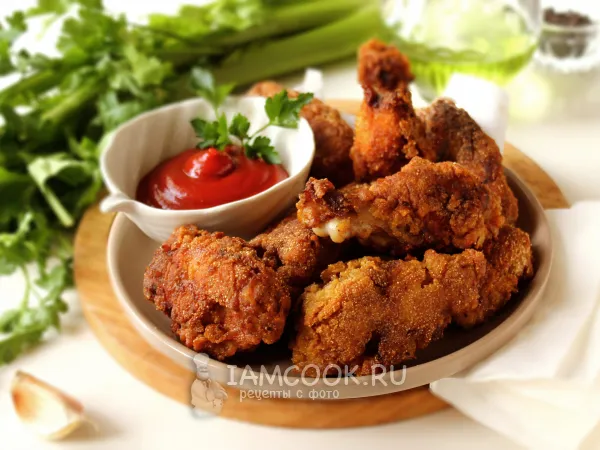 Фото блюда: Куриные крылышки с хрустящей корочкой на сковороде