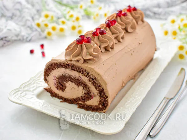 Фото блюда: Шоколадный рулет с шоколадным кремом