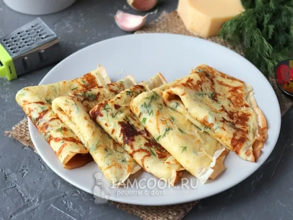 Фото блюда: Блины с сыром и укропом