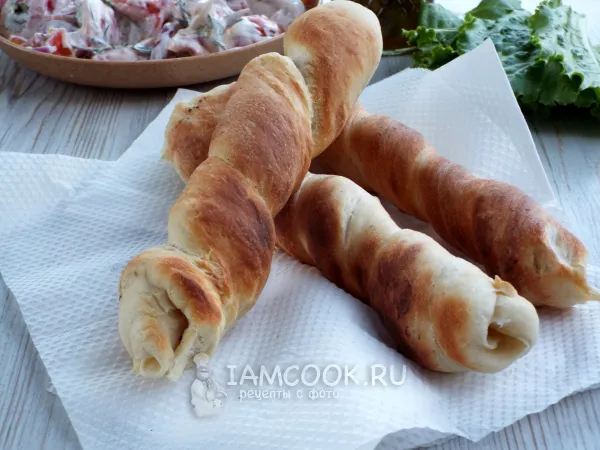 Фото блюда: Хлеб на мангале на шампурах