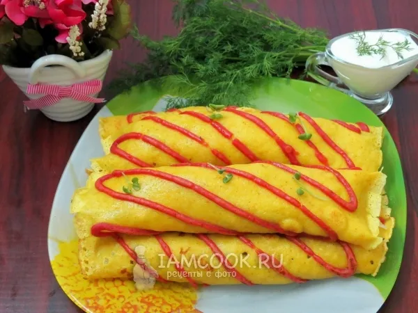 Фото блюда: Нежные блинчики с капустой