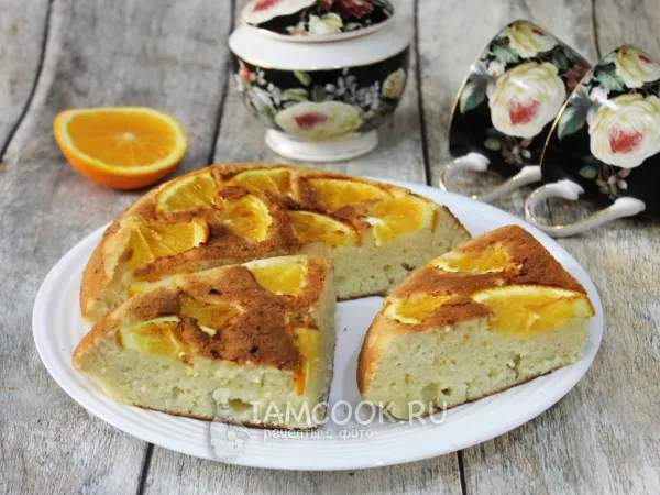Фото блюда: Пирог с апельсинами на сковороде