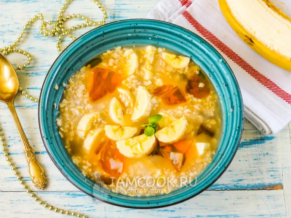 Фото блюда: Овсяная каша с желе и бананом