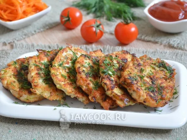 Фото блюда: Куриные оладьи с кабачком и сыром