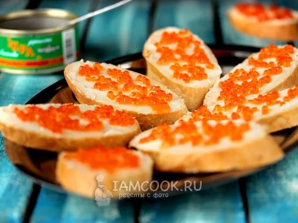 Фото блюда: Бутерброды с красной икрой