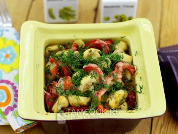 Фото блюда: Шампиньоны с болгарским перцем и пармезаном