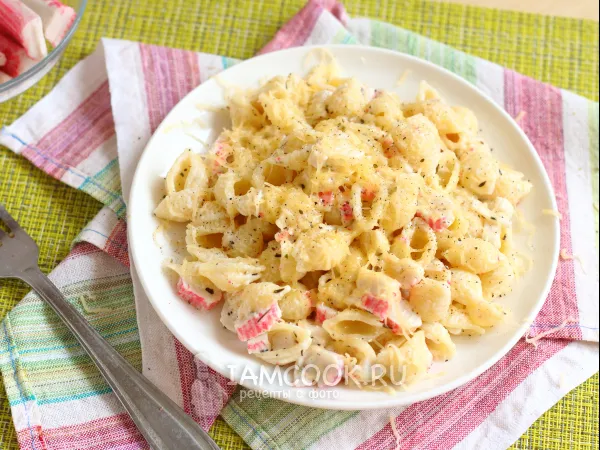 Фото блюда: Макароны с крабовыми палочками