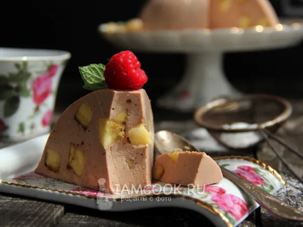 Фото блюда: Десерт из банана и сметаны с творожным сыром (на желатине)