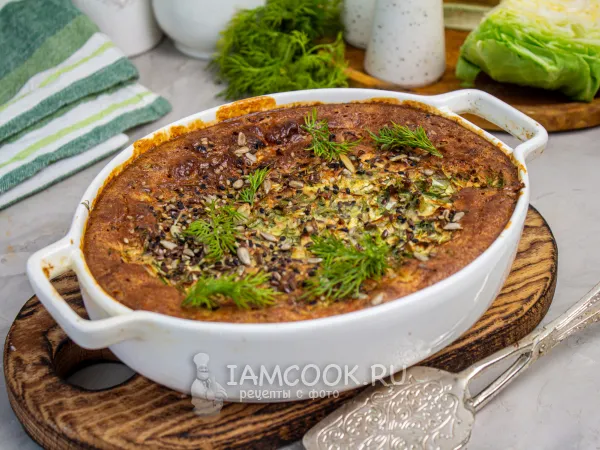 Фото блюда: Заливной ПП пирог с капустой