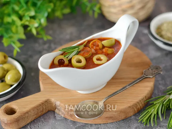 Фото блюда: Томатный соус с оливками (постный)