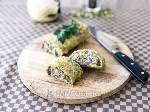Фото блюда: Рулет с кабачком и шампиньонами