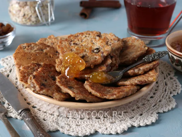 Фото блюда: Постные оладьи из овсянки (овсяных хлопьев)