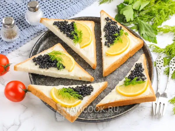 Фото блюда: Бутерброды с икрой палтуса