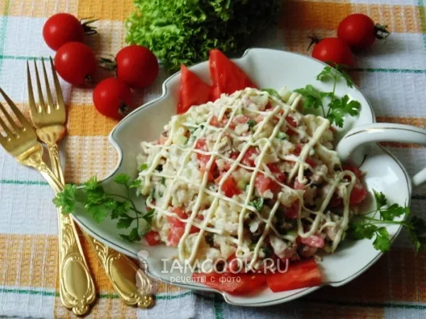 Фото блюда: Салат из цветной капусты и отварной курицы