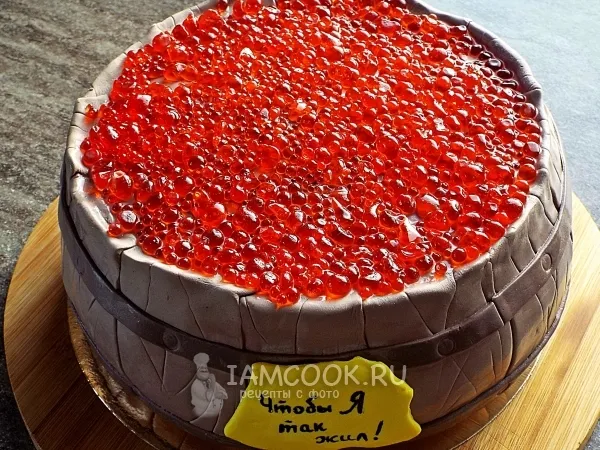 Фото блюда: Торт «Бочонок с икрой»