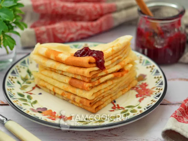 Фото блюда: Блины без яиц на сливках