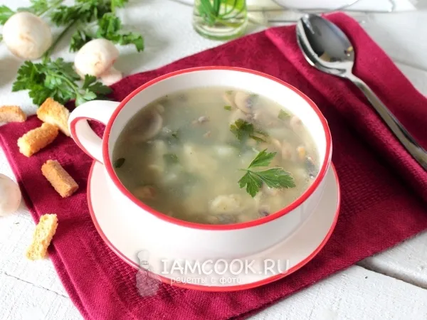 Фото блюда: Суп из фасоли и шампиньонов в мультиварке