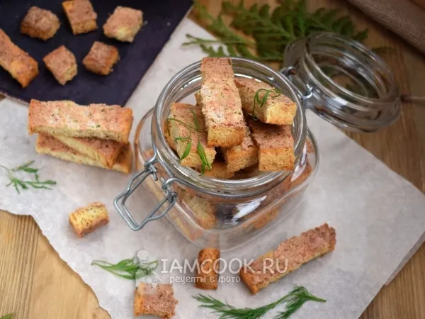 Фото блюда: Гренки с крабово-креветочной пастой