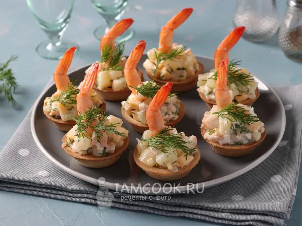 Фото блюда: Тарталетки с креветками и ананасом