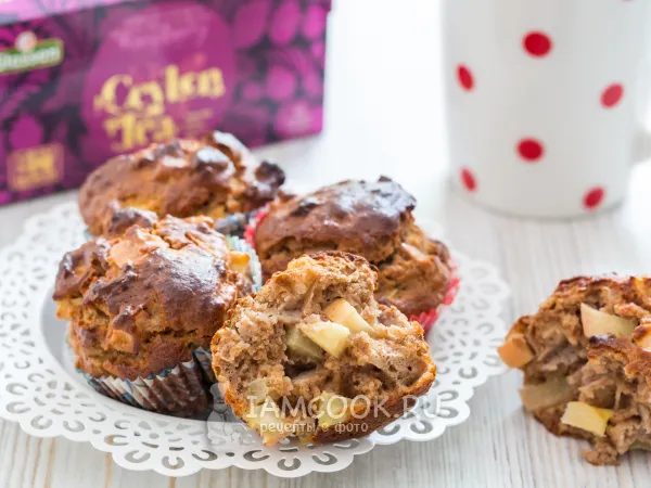 Фото блюда: Кексы из цельнозерновой муки с яблоками и орехами