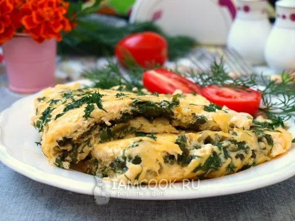 Фото блюда: Омлет со шпинатом и сыром