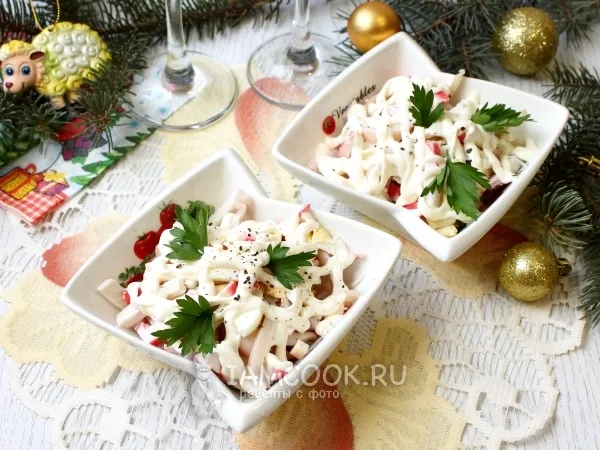 Фото блюда: Крабовый салат с кальмарами