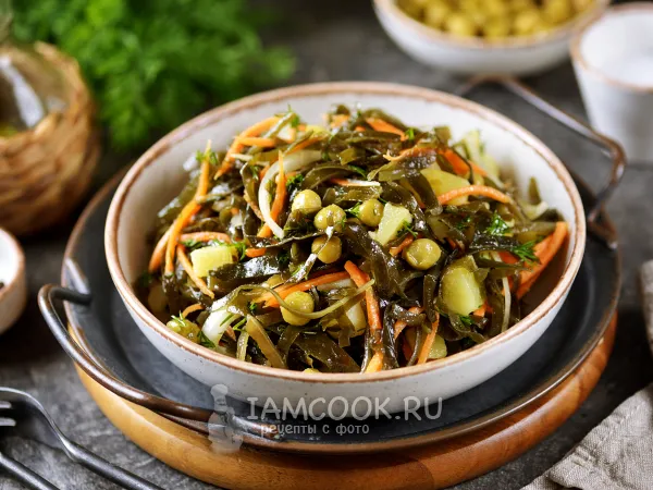 Фото блюда: Постный салат с морской капустой