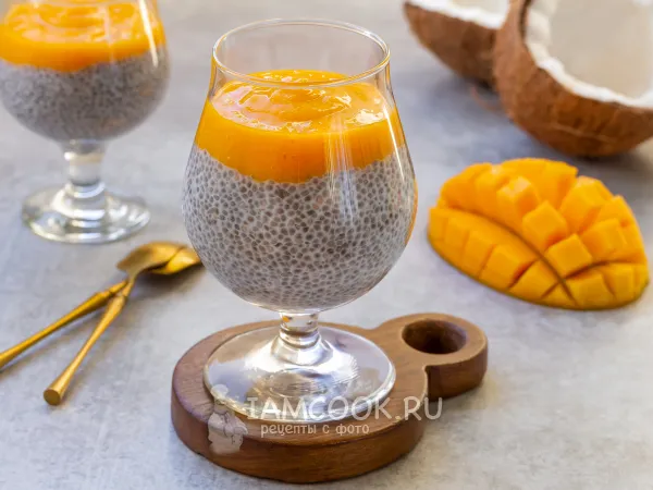 Фото блюда: Чиа-пудинг на кокосовом молоке с манго