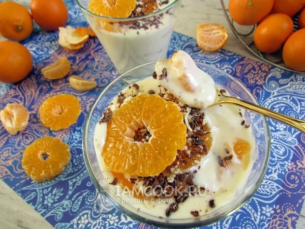 Фото блюда: Десерт с мандаринами и белым шоколадом