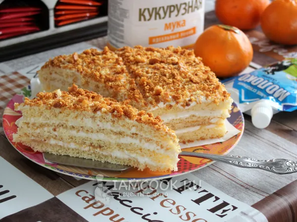 Фото блюда: Торт «Молочная девочка» с кукурузной мукой