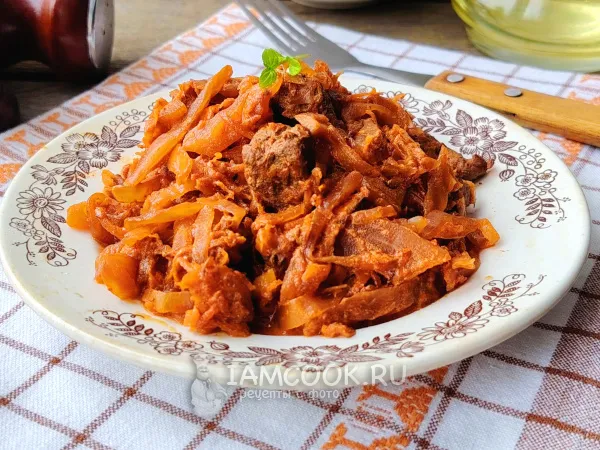 Фото блюда: Печень с квашеной капустой