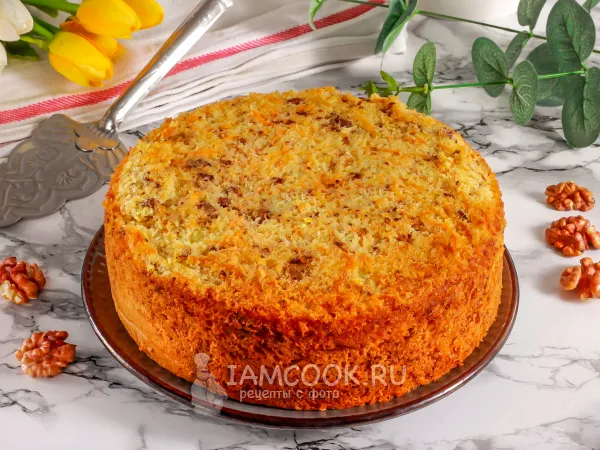Фото блюда: Морковный бисквит с грецкими орехами