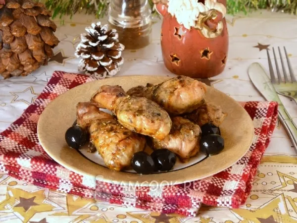 Фото блюда: Куриные ножки, фаршированные оливками и сушеными грибами