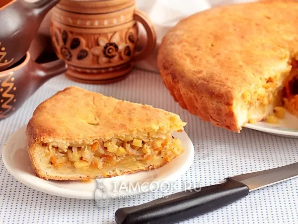 Фото блюда: Пирог с капустой и картошкой в духовке