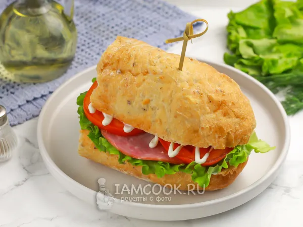 Фото блюда: Чиабатта с ветчиной