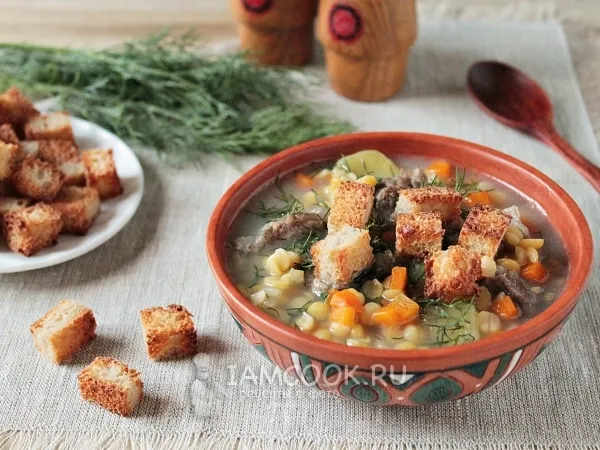 Фото блюда: Гороховый суп с говядиной в мультиварке