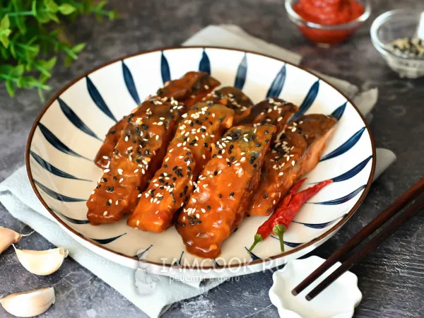 Фото блюда: Горбуша в кисло-сладком соусе