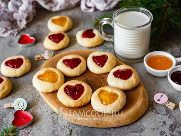 Фото блюда: Печенье «Сердечки» с джемом