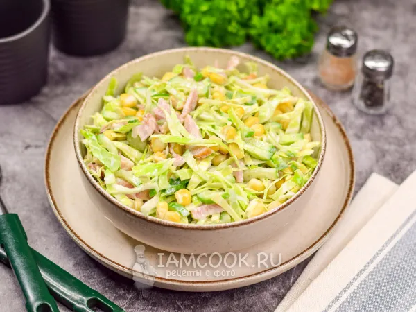 Фото блюда: Салат из капусты с копченой курицей