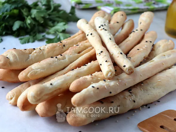 Фото блюда: Хлебные палочки с кунжутом (гриссини)