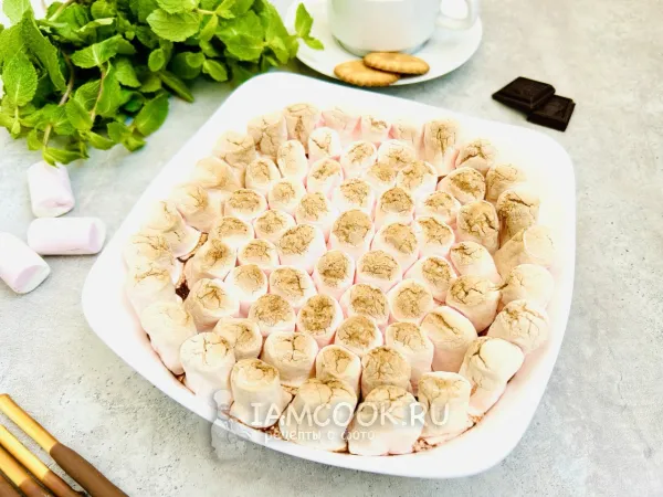 Фото блюда: Десерт с шоколадом и маршмеллоу в духовке