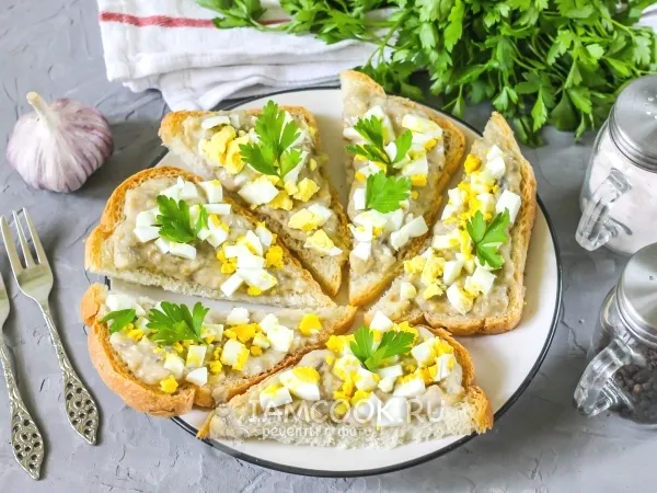 Фото блюда: Бутерброды с баклажанами и яйцом